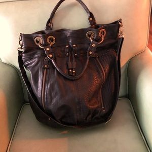 London Fog Black Leather Tote